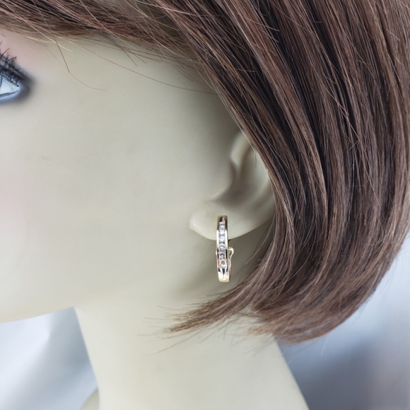 14 Karat Yellow Gold and Diamond Oval Hoop Earrings #20404 - Picture 8 of 8